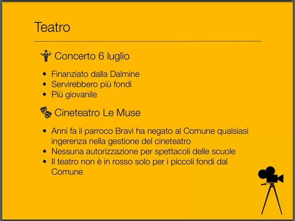 passiamo ora al punto sul teatro: migliorare concerto 6 luglio e il teatro Le Muse #opendalmine http://t.co/7s9llSRWP1
